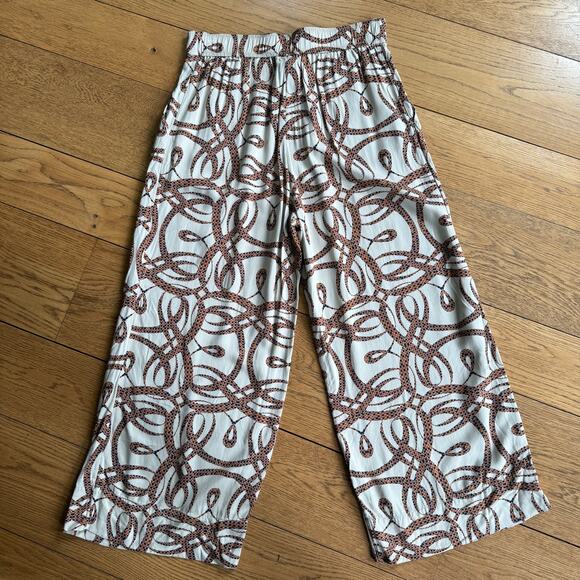 NWOT Richard Allen X H&M Wide Leg Crop Pants SZ 8 Serpent Snake Classic Casual - Picture 2 of 10